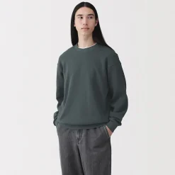 Best Muji Sudadera con cuello redondo y doble punto para hombre