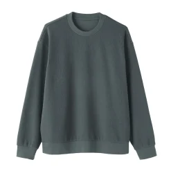 Best Muji Sudadera con cuello redondo y doble punto para hombre
