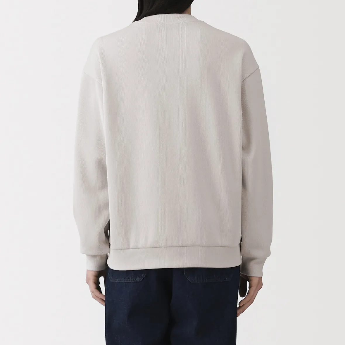 Best Muji Sudadera con cuello redondo y doble punto para hombre