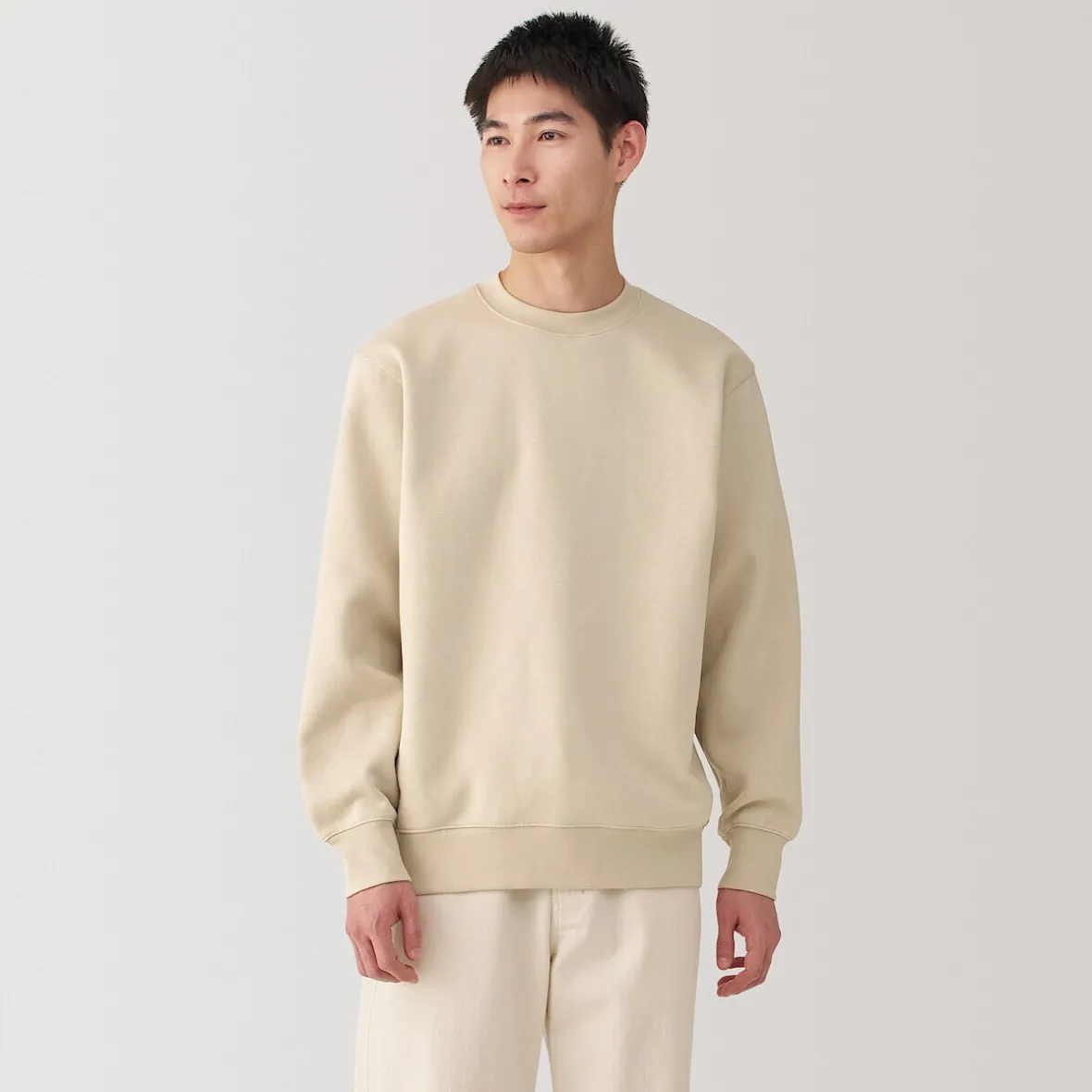 New Muji Sudadera de cuello redondo para hombre Marfil