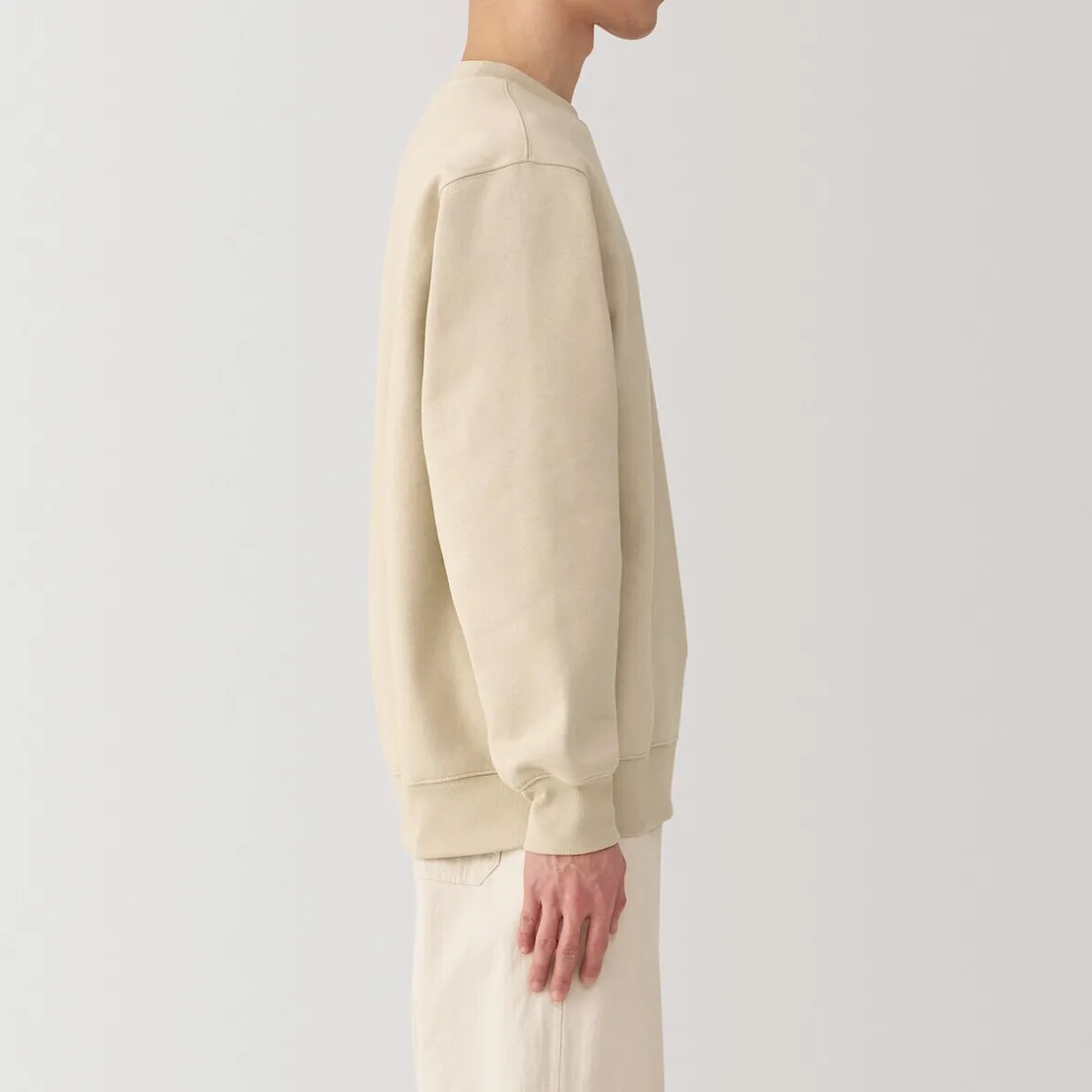 New Muji Sudadera de cuello redondo para hombre Marfil
