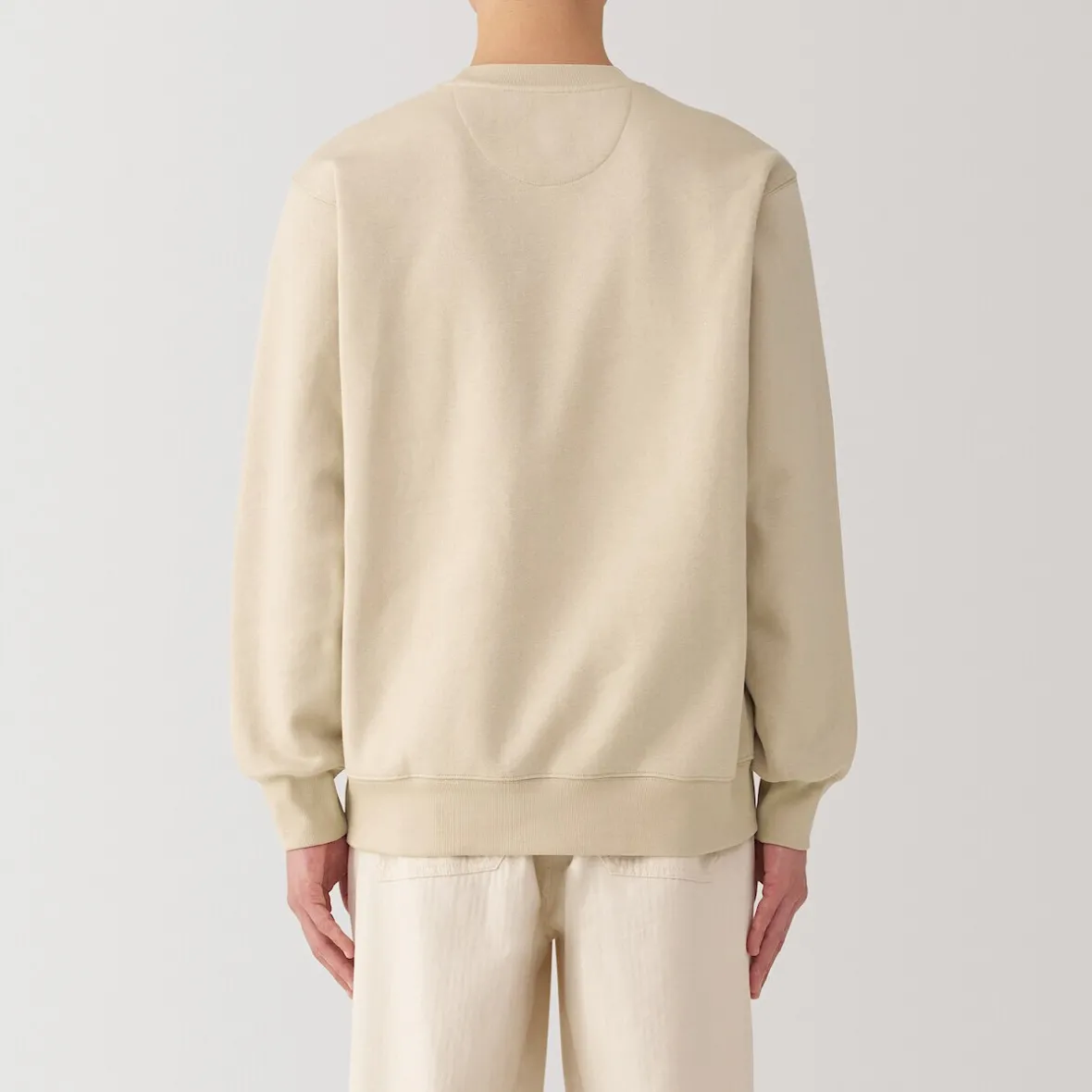 New Muji Sudadera de cuello redondo para hombre Marfil