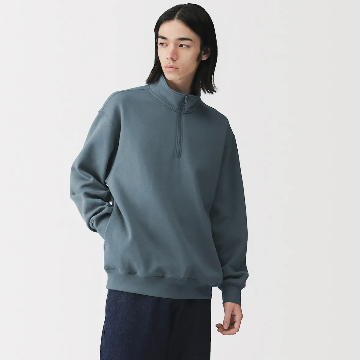 Online Muji Sudadera de media cremallera y mezcla de algodón para hombre