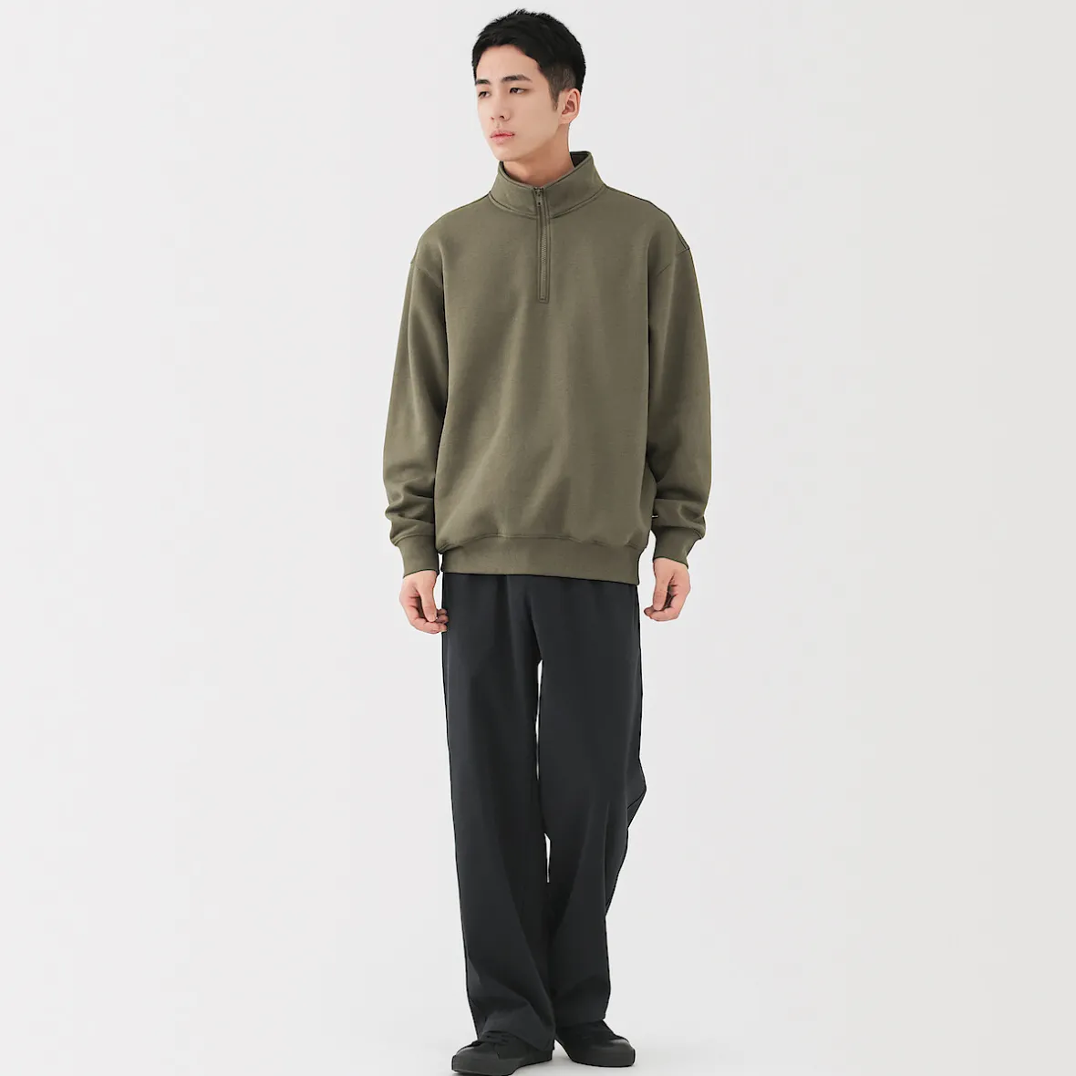 Online Muji Sudadera de media cremallera y mezcla de algodón para hombre