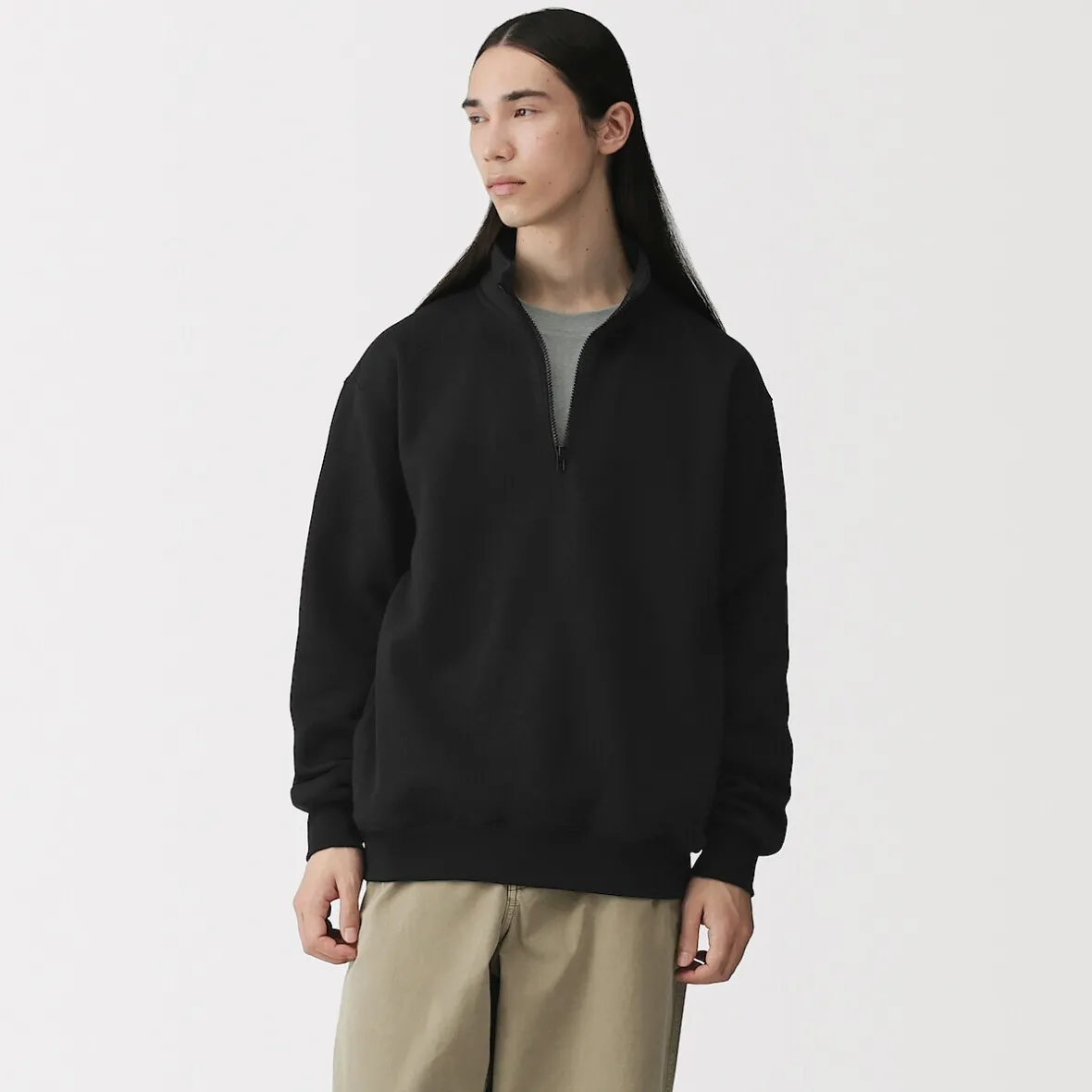 Online Muji Sudadera de media cremallera y mezcla de algodón para hombre