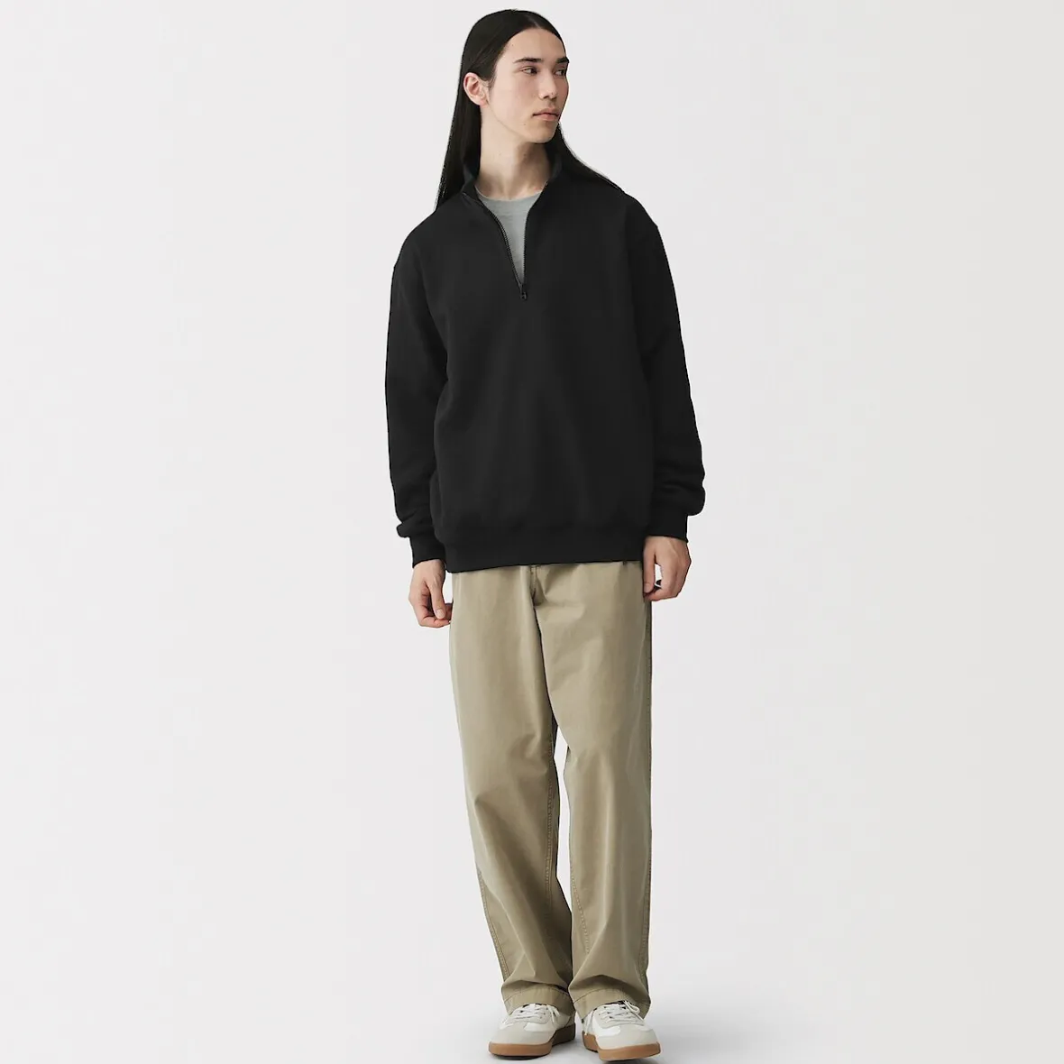 Online Muji Sudadera de media cremallera y mezcla de algodón para hombre