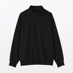 Muji Sudadera de media cremallera y mezcla de algodón para hombre