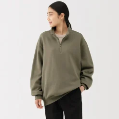 Muji Sudadera de media cremallera y mezcla de algodón para hombre