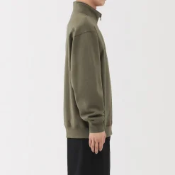Muji Sudadera de media cremallera y mezcla de algodón para hombre