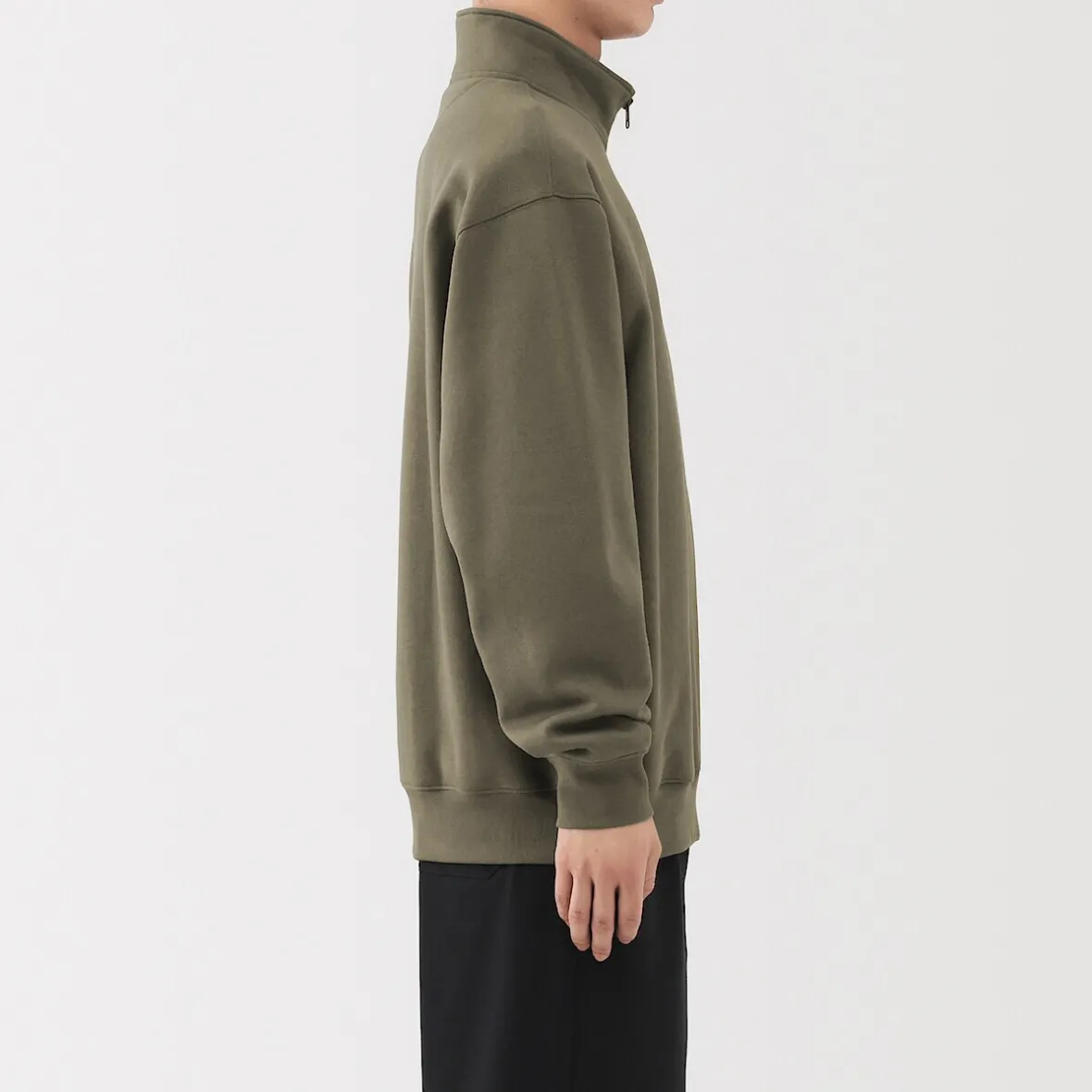 Muji Sudadera de media cremallera y mezcla de algodón para hombre