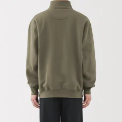 Muji Sudadera de media cremallera y mezcla de algodón para hombre