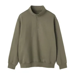 Muji Sudadera de media cremallera y mezcla de algodón para hombre