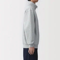 Muji Sudadera de media cremallera y mezcla de algodón para hombre