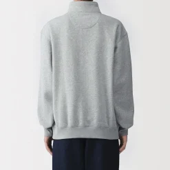 Muji Sudadera de media cremallera y mezcla de algodón para hombre