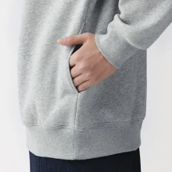 Muji Sudadera de media cremallera y mezcla de algodón para hombre