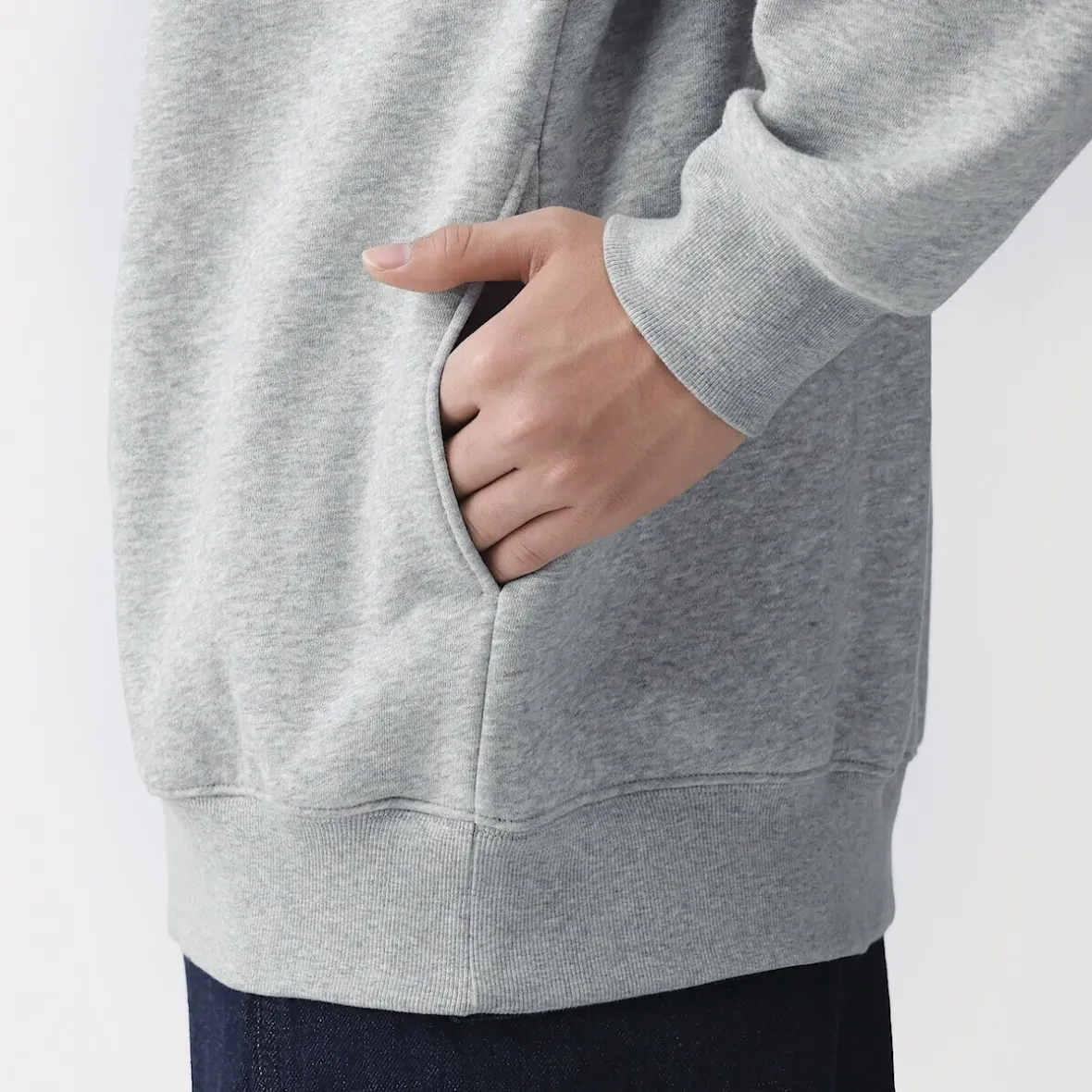 Muji Sudadera de media cremallera y mezcla de algodón para hombre