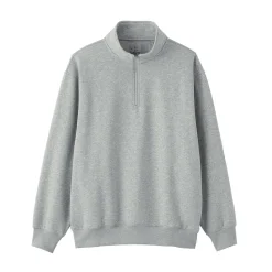 Muji Sudadera de media cremallera y mezcla de algodón para hombre