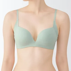 New Muji Sujetador sin aros de mezcla de algodón con soporte lateral para mujer
