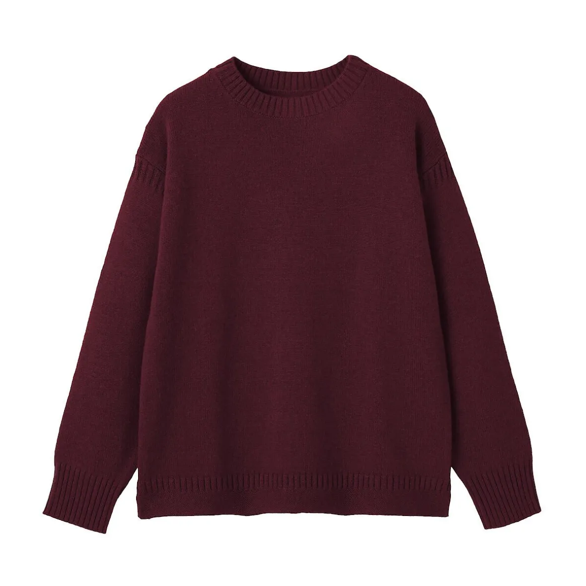 New Muji Suéter de lana andina de punto grueso con cuello redondo para hombre