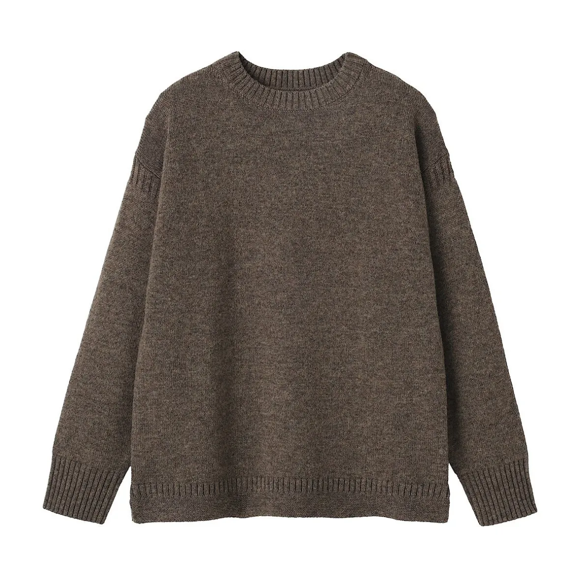 New Muji Suéter de lana andina de punto grueso con cuello redondo para hombre