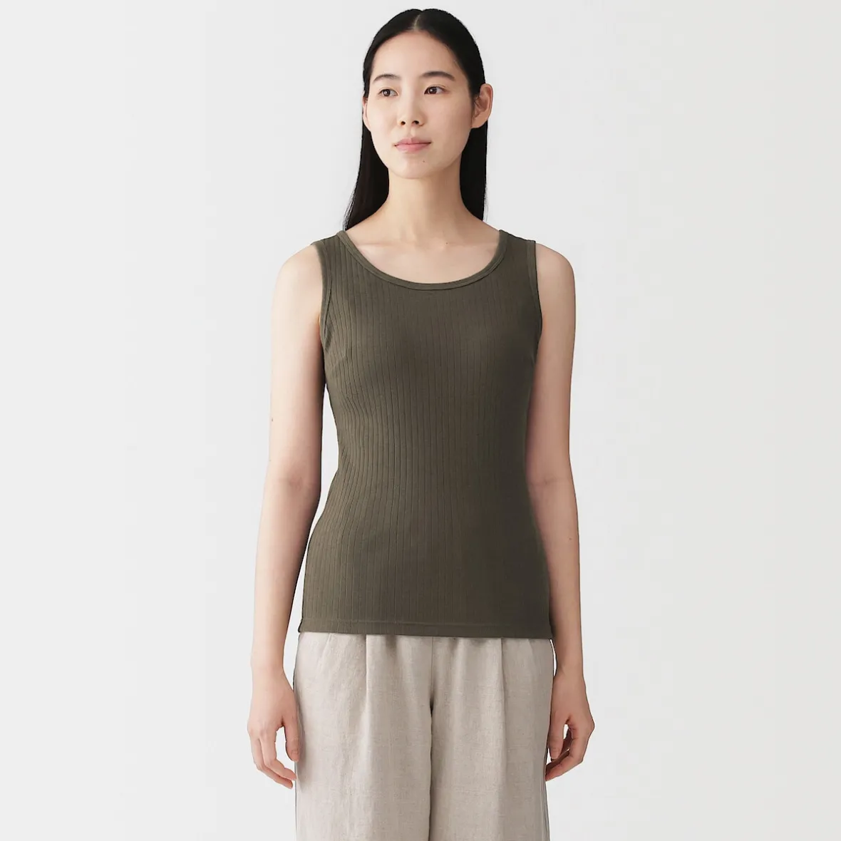 Online Muji Top corto de sujetador de algodón acanalado para mujer