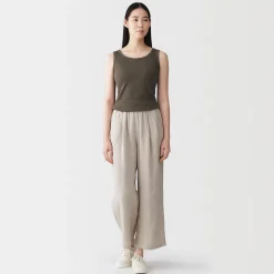 Online Muji Top corto de sujetador de algodón acanalado para mujer