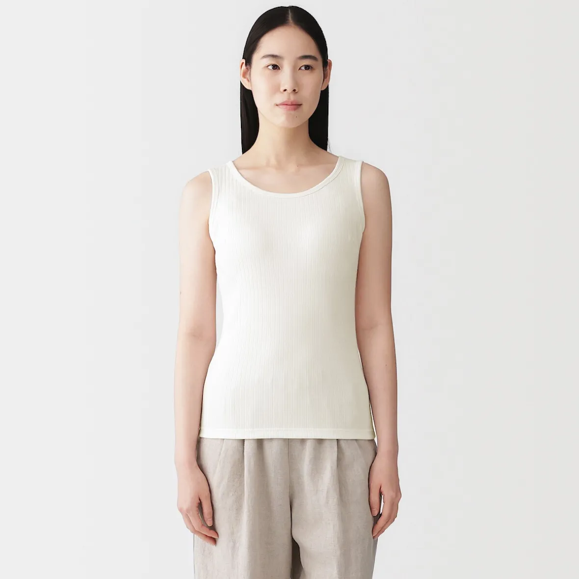 Online Muji Top corto de sujetador de algodón acanalado para mujer