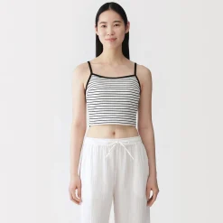 Clearance Muji Top corto de sujetador de algodón acanalado para mujer