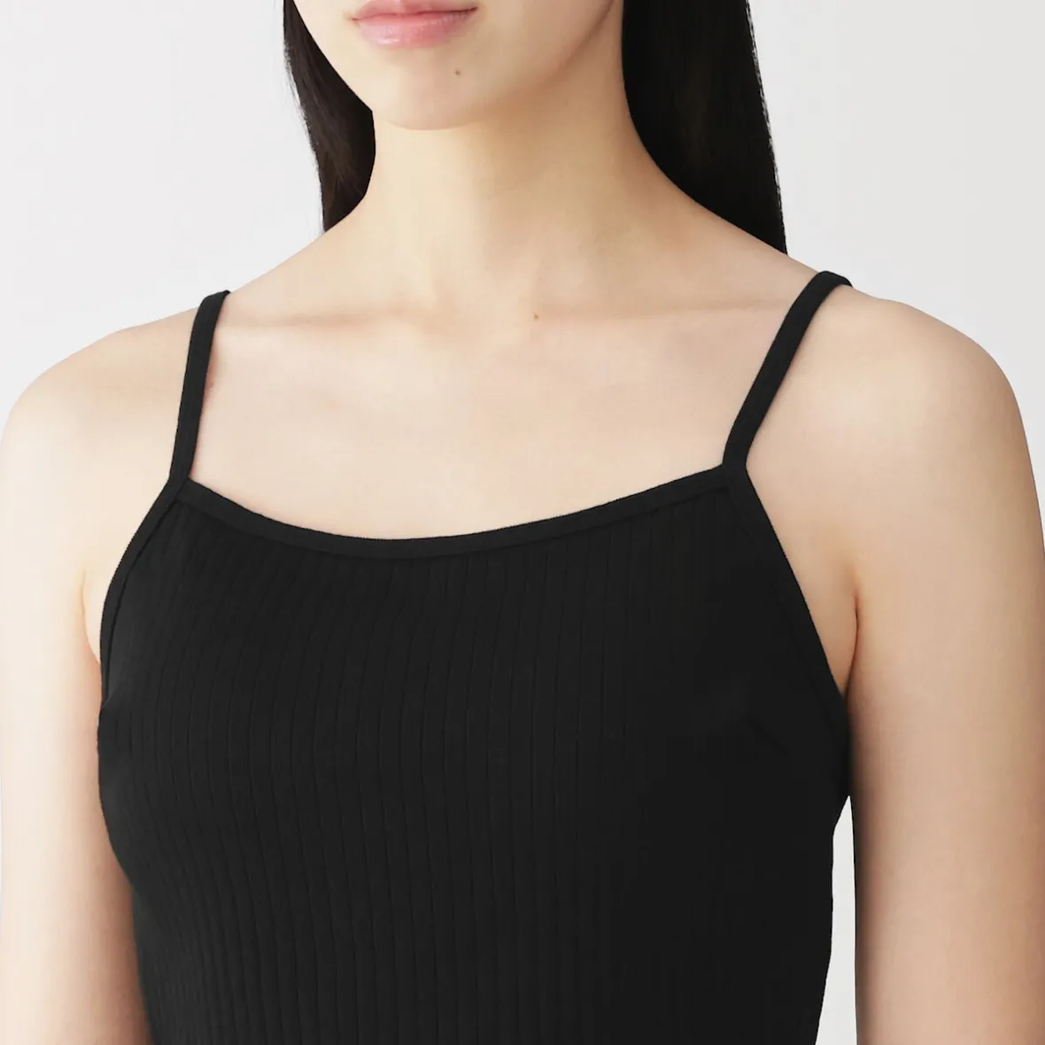 Clearance Muji Top corto de sujetador de algodón acanalado para mujer