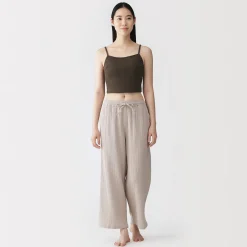 Clearance Muji Top corto de sujetador de algodón acanalado para mujer
