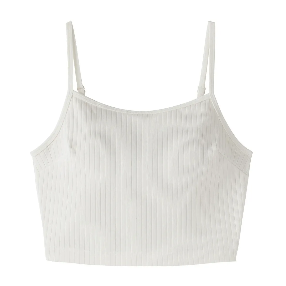 Clearance Muji Top corto de sujetador de algodón acanalado para mujer
