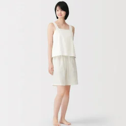 Discount Muji Top sin mangas de doble gasa con puntos dobby para mujer