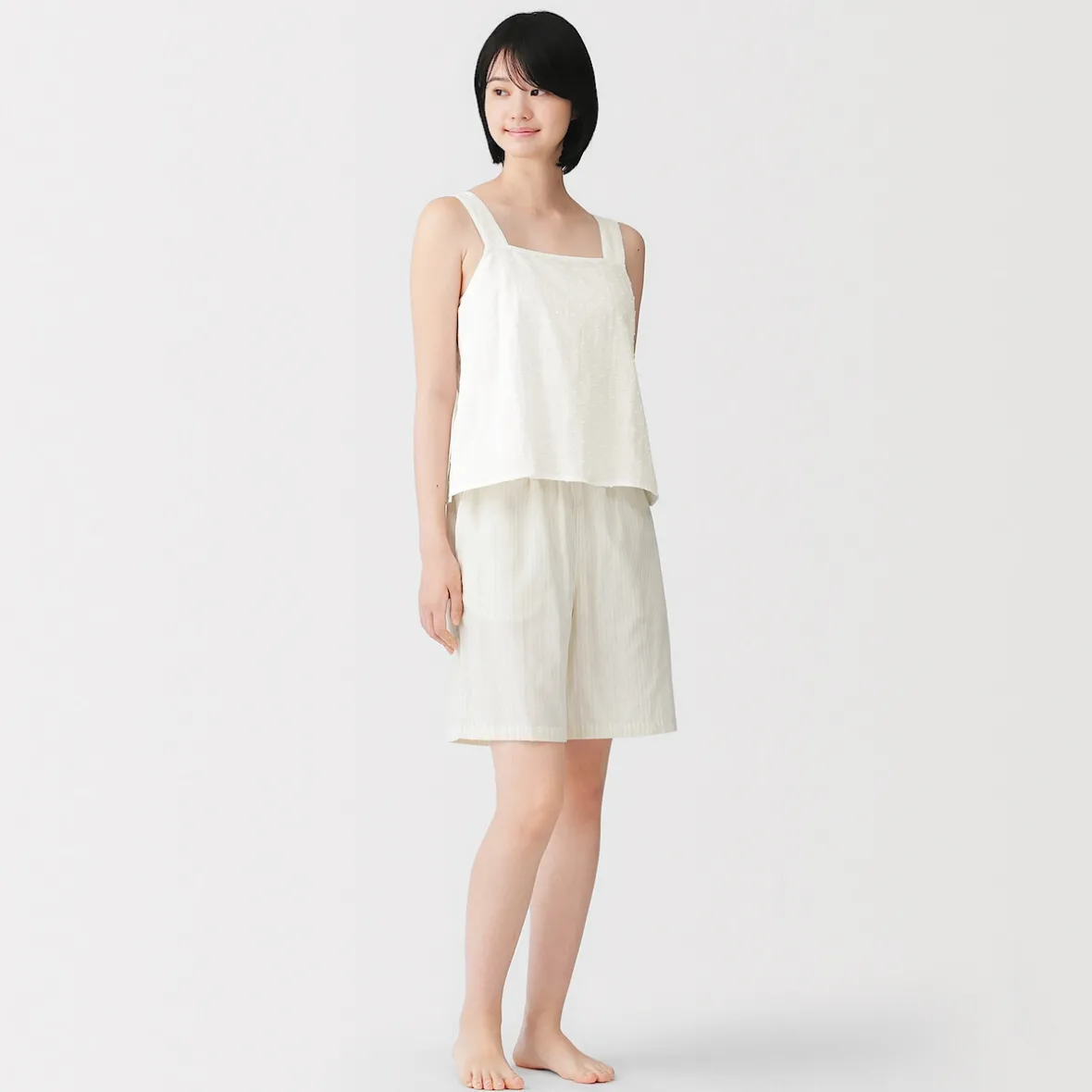Discount Muji Top sin mangas de doble gasa con puntos dobby para mujer