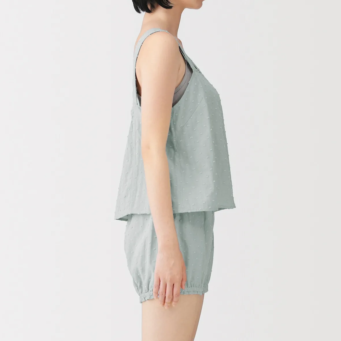 Discount Muji Top sin mangas de doble gasa con puntos dobby para mujer