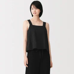 Discount Muji Top sin mangas de doble gasa con puntos dobby para mujer