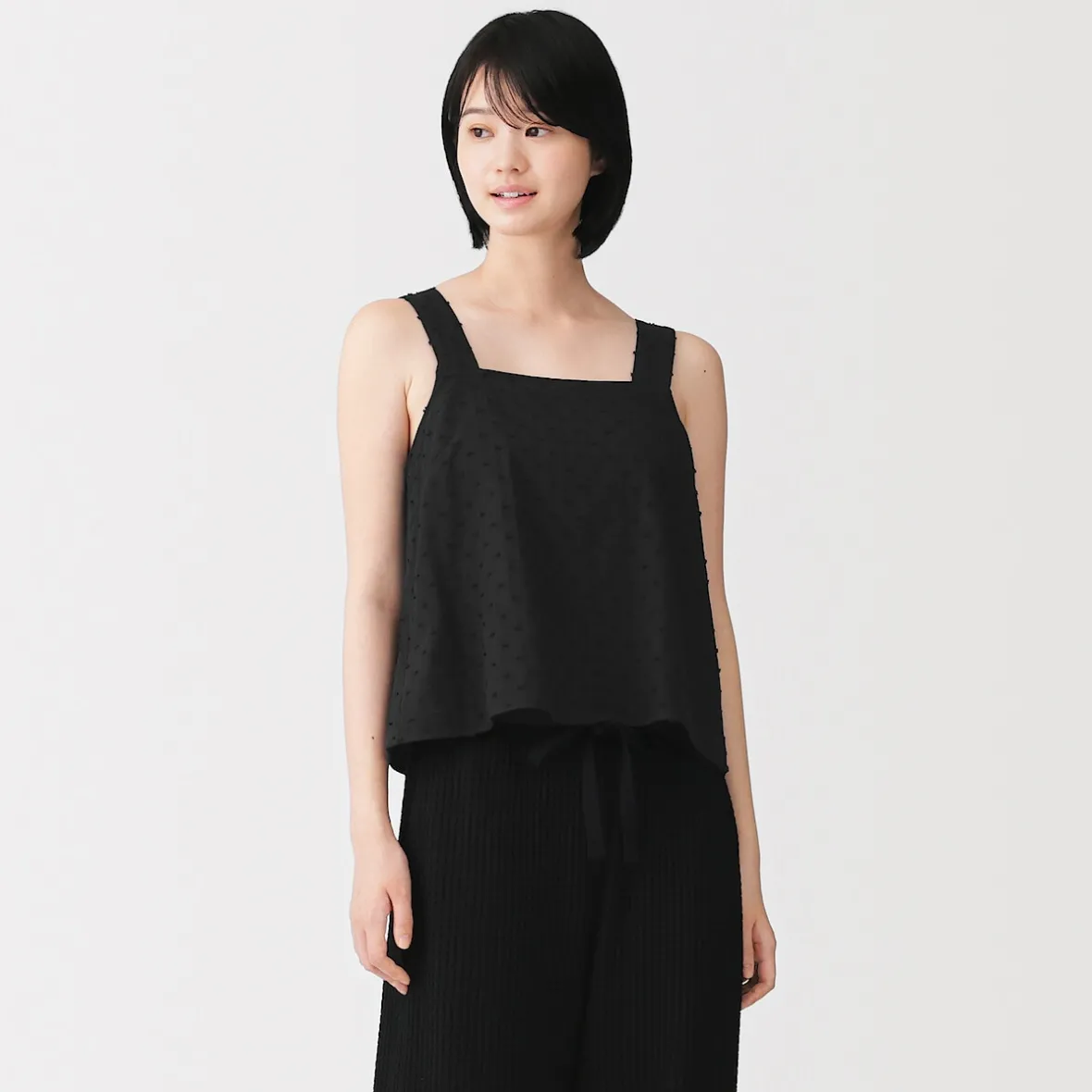 Discount Muji Top sin mangas de doble gasa con puntos dobby para mujer