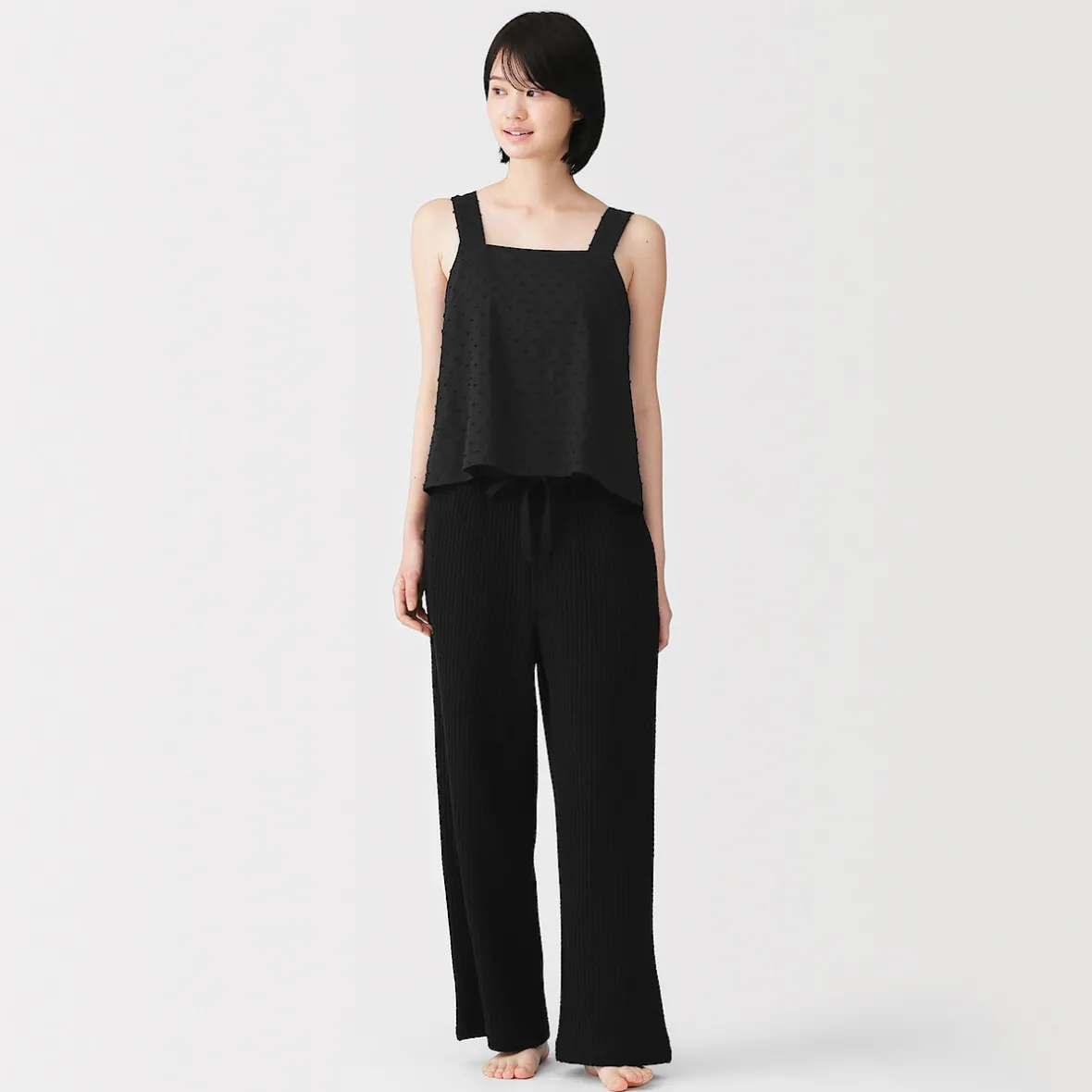 Discount Muji Top sin mangas de doble gasa con puntos dobby para mujer