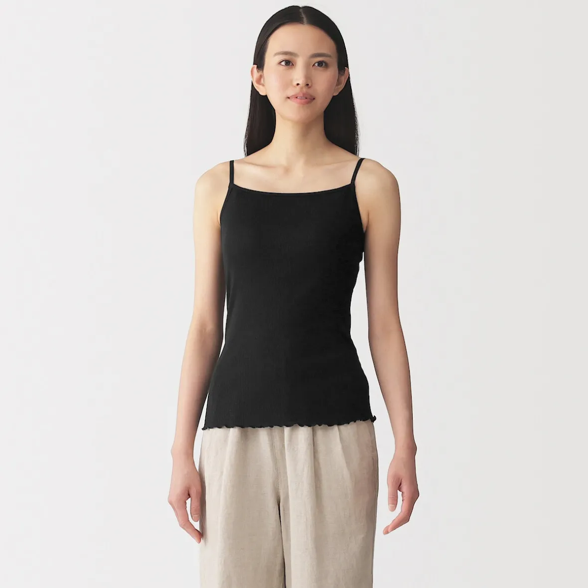 Hot Muji Top sujetador liso acanalado en mezcla de lyocell para mujer