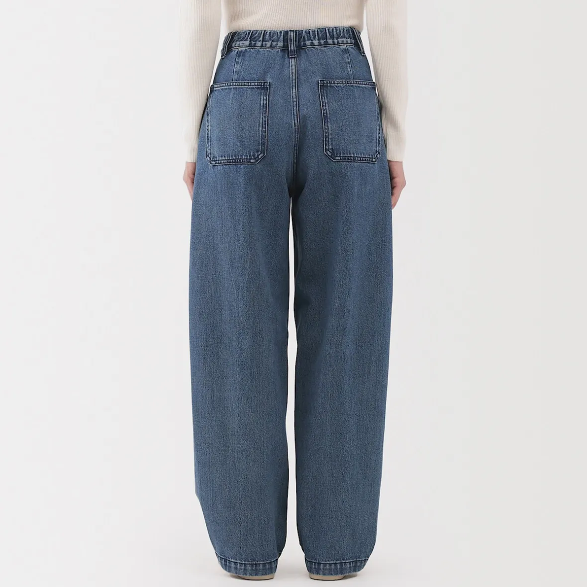 Online Muji Vaquero de pierna ancha y mezcla de kapok para mujer