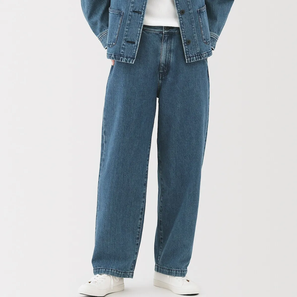 Online Muji Vaquero de pierna ancha y mezcla de kapok para mujer