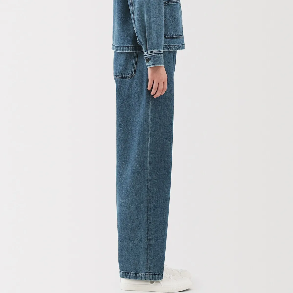 Online Muji Vaquero de pierna ancha y mezcla de kapok para mujer