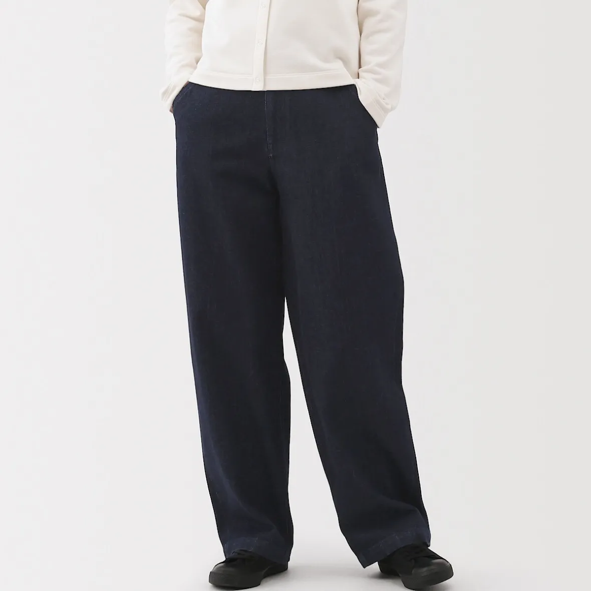 Online Muji Vaquero de pierna ancha y mezcla de kapok para mujer