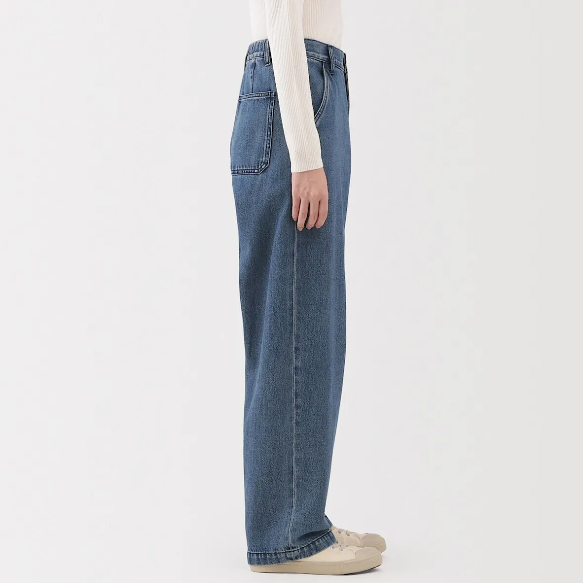 Online Muji Vaquero de pierna ancha y mezcla de kapok para mujer