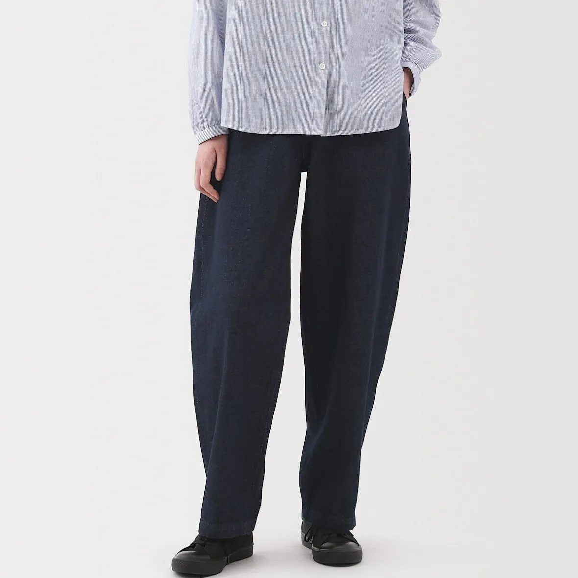 Online Muji Vaquero de pierna ancha y mezcla de kapok para mujer