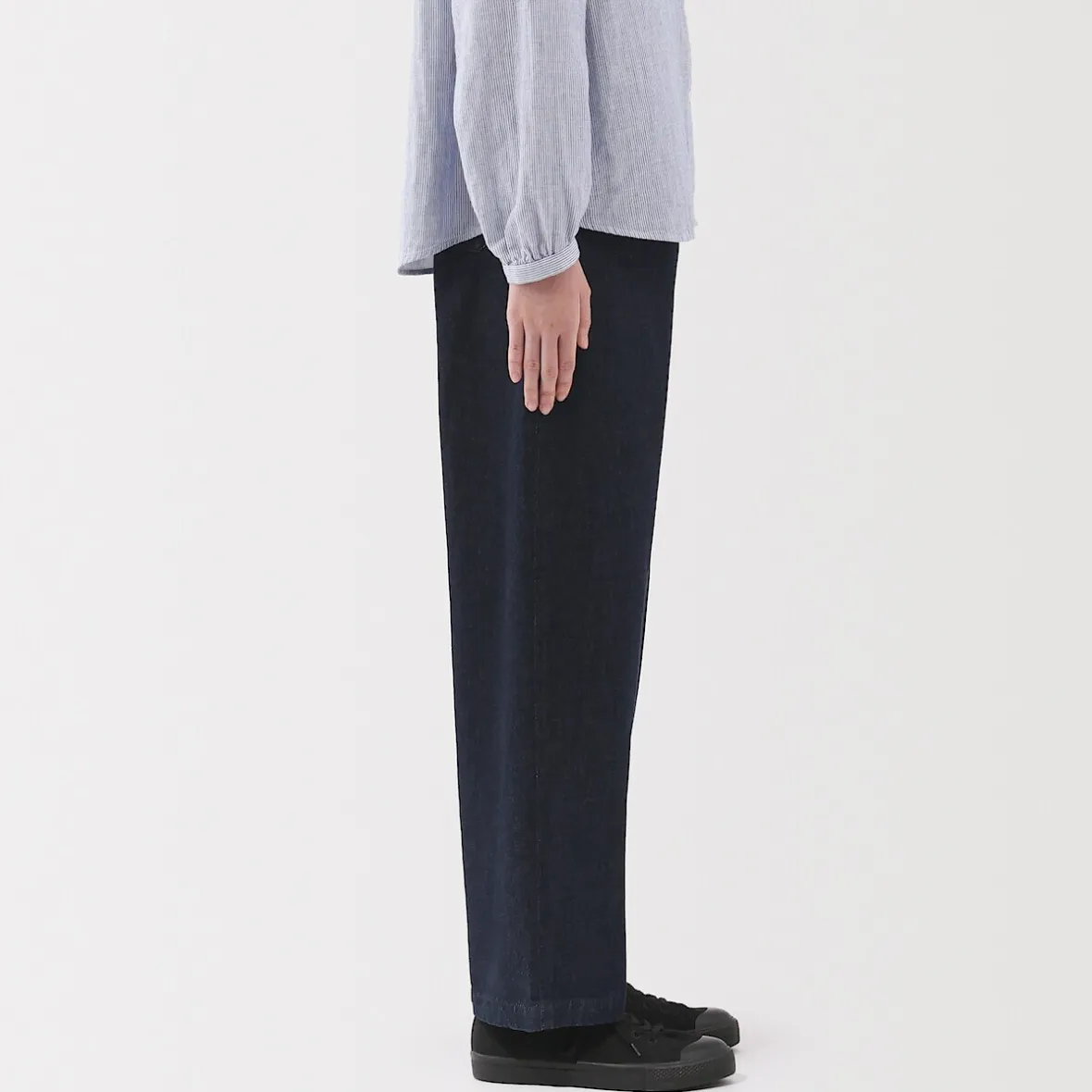 Online Muji Vaquero de pierna ancha y mezcla de kapok para mujer