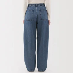 Online Muji Vaquero de pierna ancha y mezcla de kapok para mujer