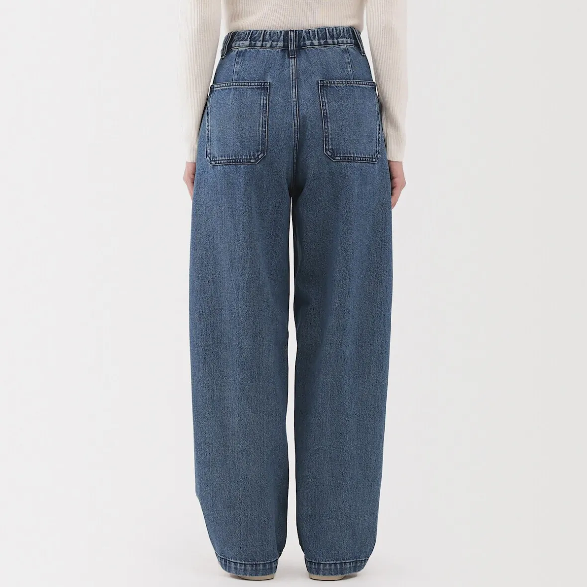 Online Muji Vaquero de pierna ancha y mezcla de kapok para mujer