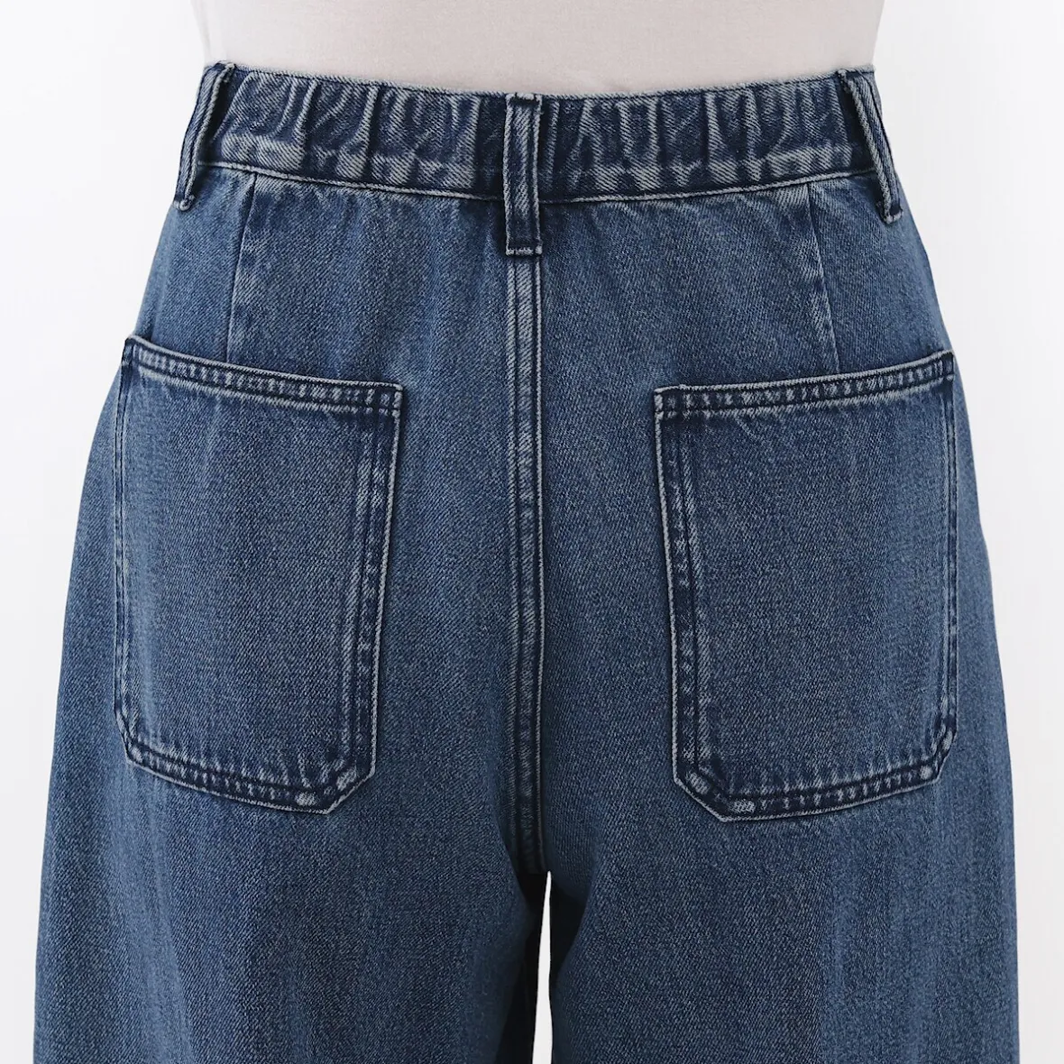 Online Muji Vaquero de pierna ancha y mezcla de kapok para mujer