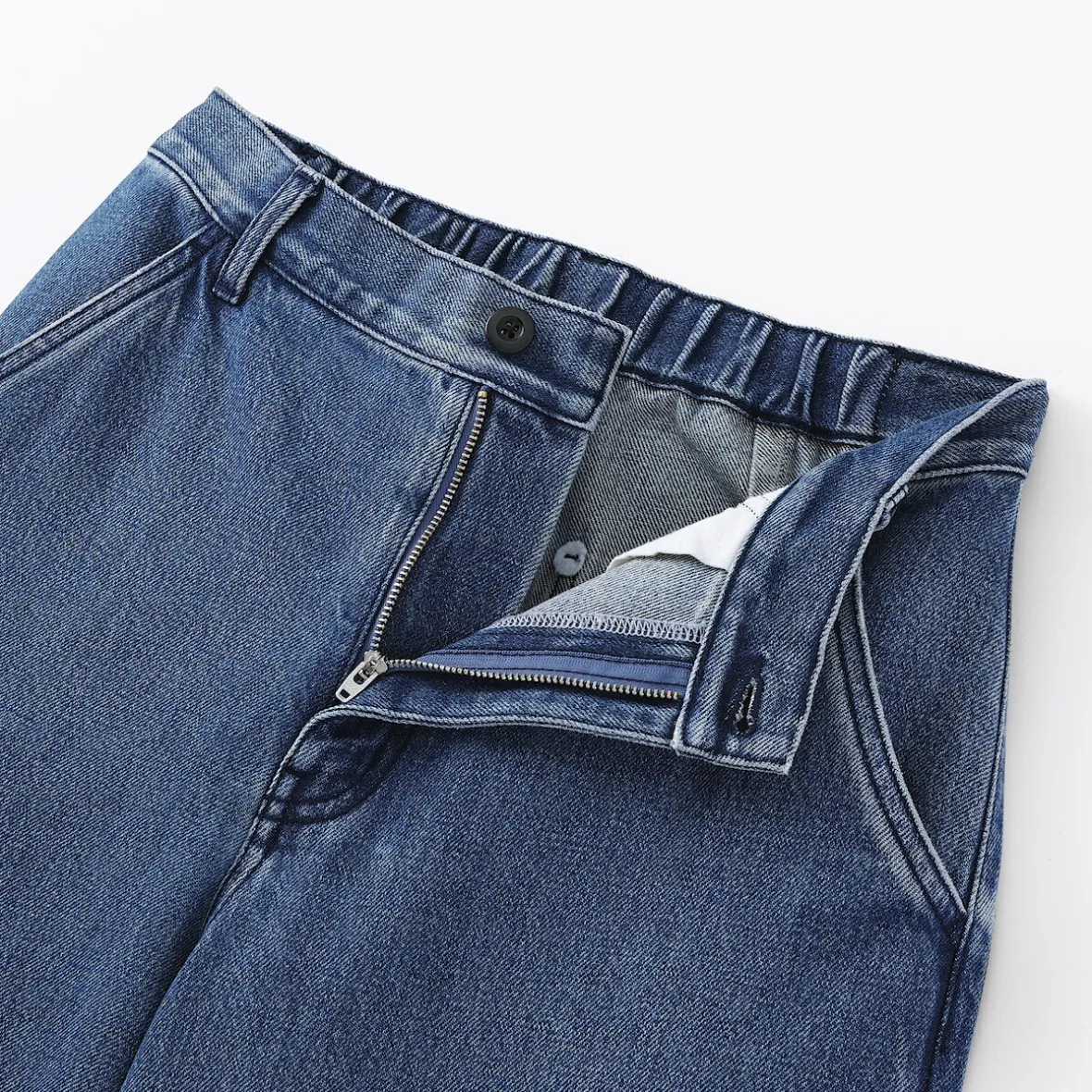 Online Muji Vaquero de pierna ancha y mezcla de kapok para mujer