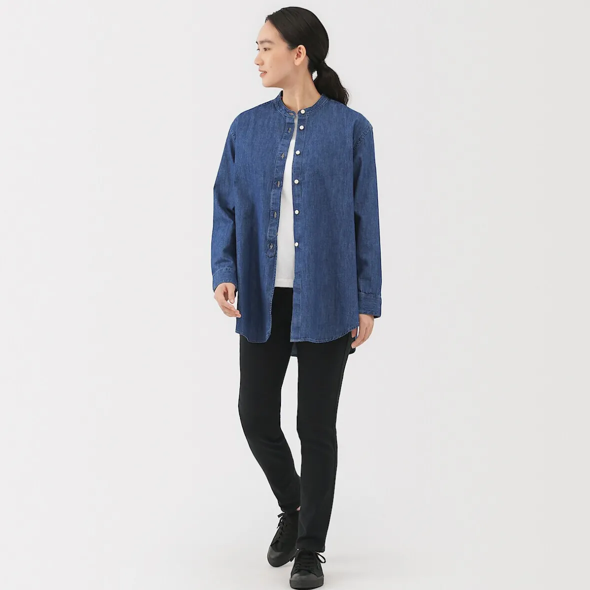 New Muji Vaqueros ajustados y elásticos para mujer ‐ Negro